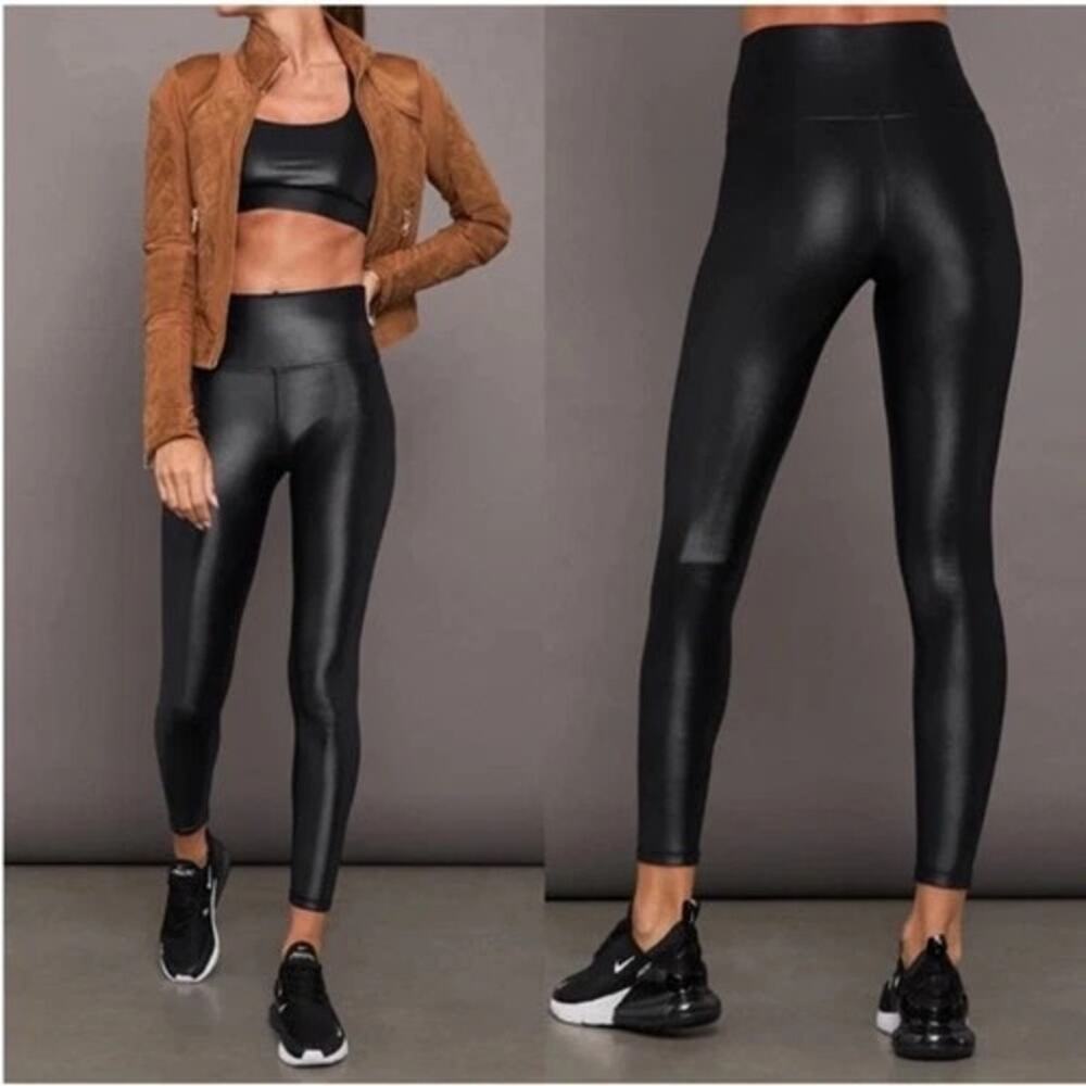 Carbon38 Women's Takara Black High Waist Shine Leggings Size Medium